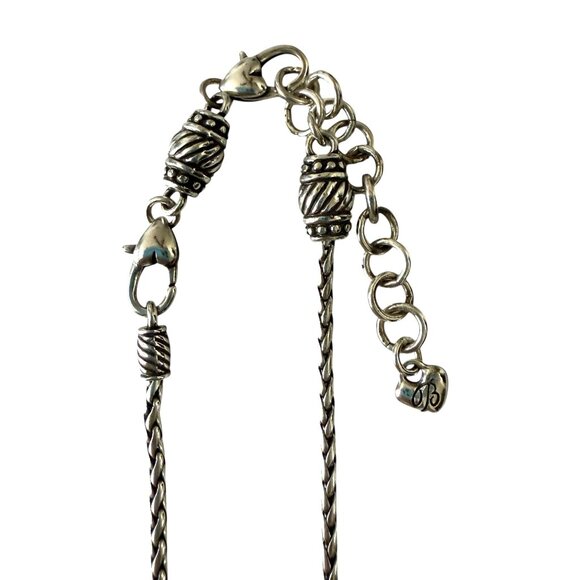 Brighton Silver Necklace Rectangular Pendant Heart Design Adjustable Chain 2013 - Picture 11 of 12